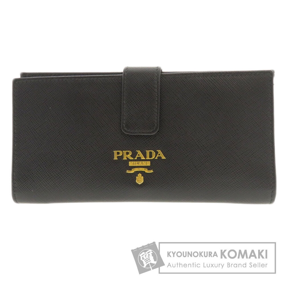 Prada Logo Motif Long Wallet Leather